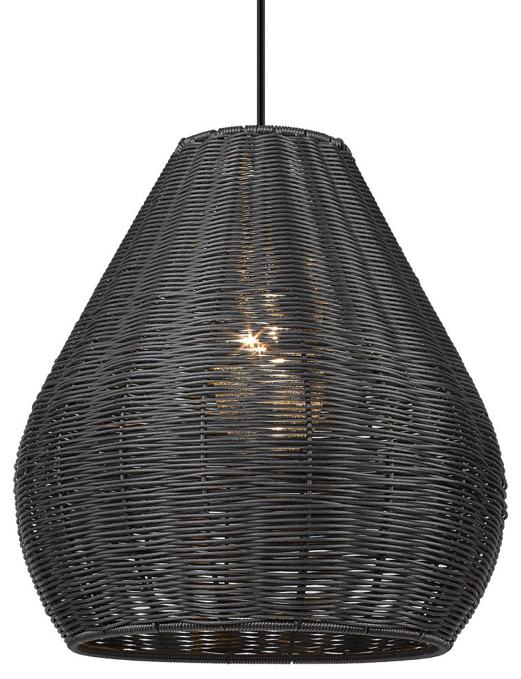 Golden Lighting 6084-O1P MBW Melany 18"W Outdoor Pendant - Natural Black