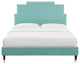 Platform Bed Frame, King Size, Velvet, Blue, Modern Contemporary, Bedroom Master