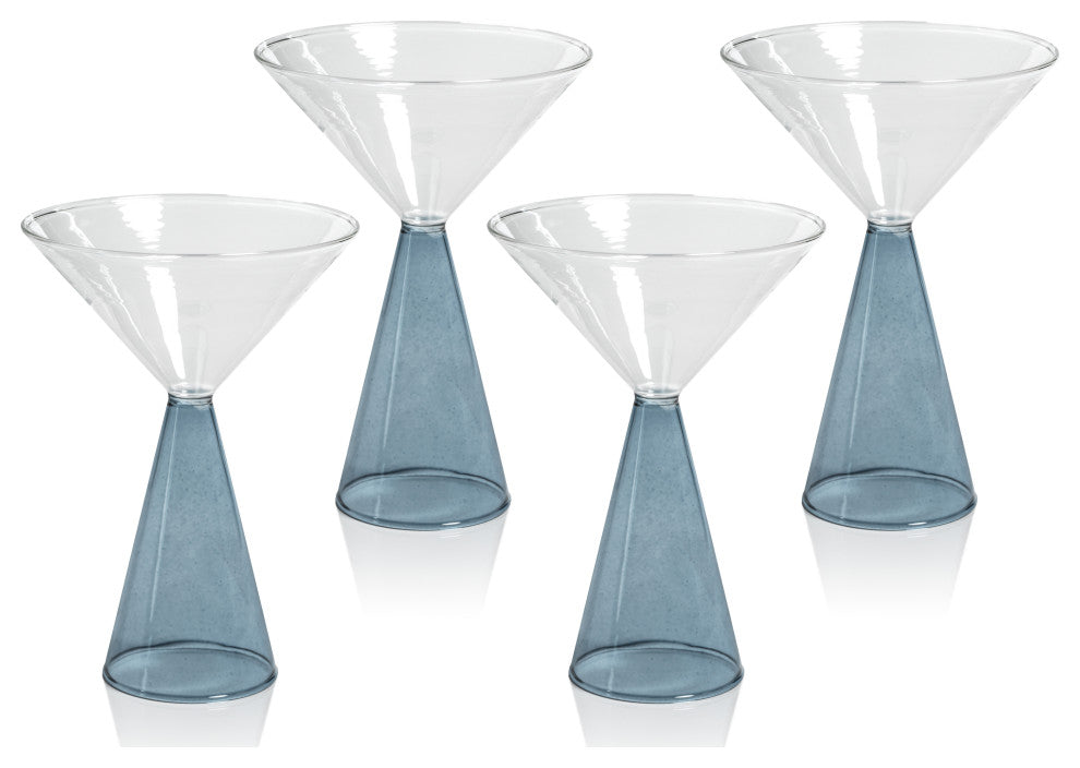 Viterbo Martini Glasses, Blue, Set of 4