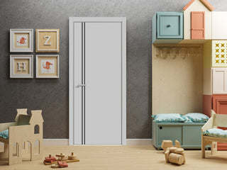 Solid French Door 32 x 80 | Planum 0016 Grey Matte with| Bathroom