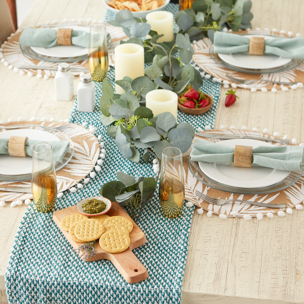 Teal Woven Table Runner 15x72