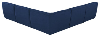 Miramar Linen Textured Fabric  5-Piece Modular L-Shaped Sectional, Navy