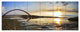 Bridge Sunset Panorama, Seashore Wall Art on Canvas, 70"x28", 6 Panels