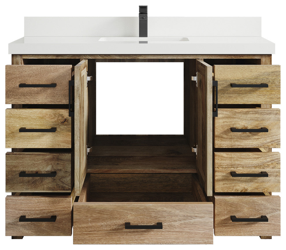 Malibu Mango 48 Single Sink Bath Vanity in Natural 2" White Quartz