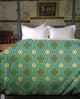 Lotus Green Boho Duvet Cover, Handcrafted Floral Duvet, UBU Republic, Queen