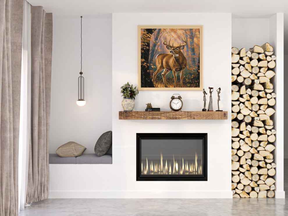 Solid Beam Fireplace Mantel Shelf, Aged Oak, 60"