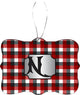 Letter N Red Black Grey Monogram Design Rectangle Christmas Tree Ornament