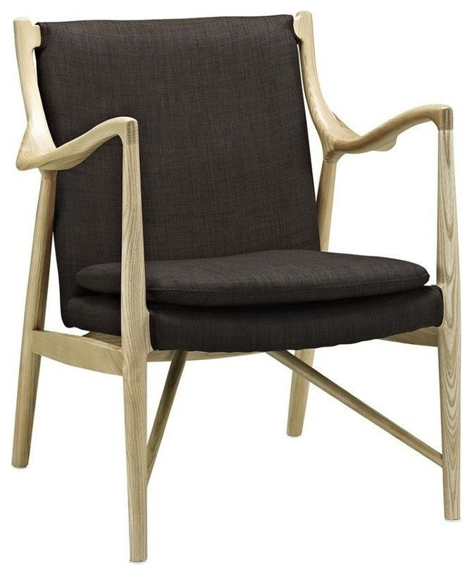 Modern Natural Brown Makeshift Upholstered Lounge Chair