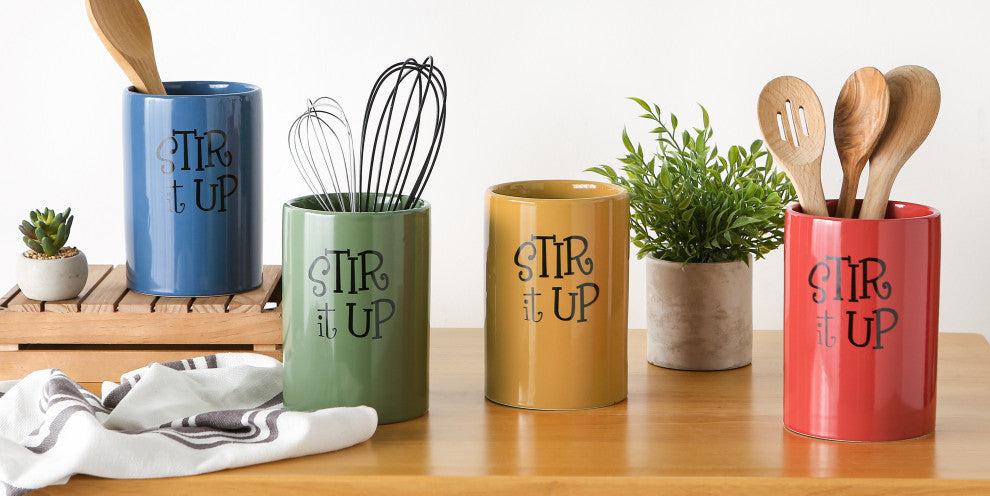 DII Artichoke Green Stir It Up Ceramic Utensil Holder