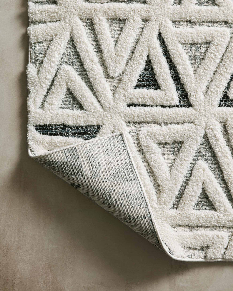 Textural Geometric Hagen Area Rug, 2'-7" X 4', Hag-02 Blue / Multi
