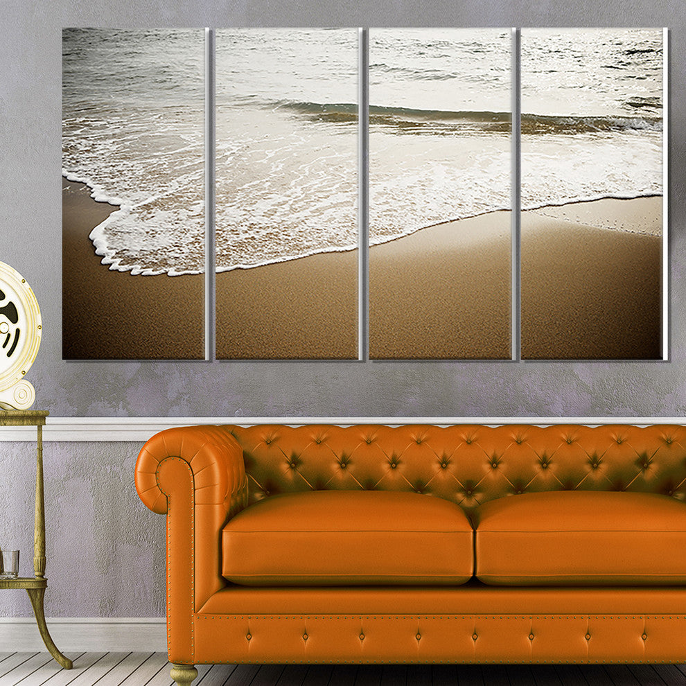 "White Waves in Mediterranean Sea" Seascape Wall Art, 4 Panels, 48"x28"