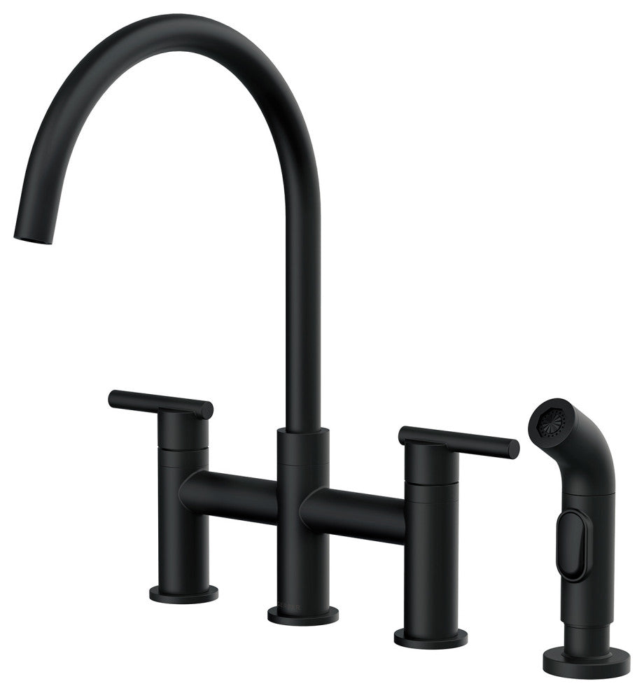 Parma Two Handle Bridge Kitchen Faucet With Sidespray, Satin Black