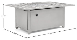 Merge 36" x 52" Fire Table With Clear Glass Fire Media, Coastal Mist