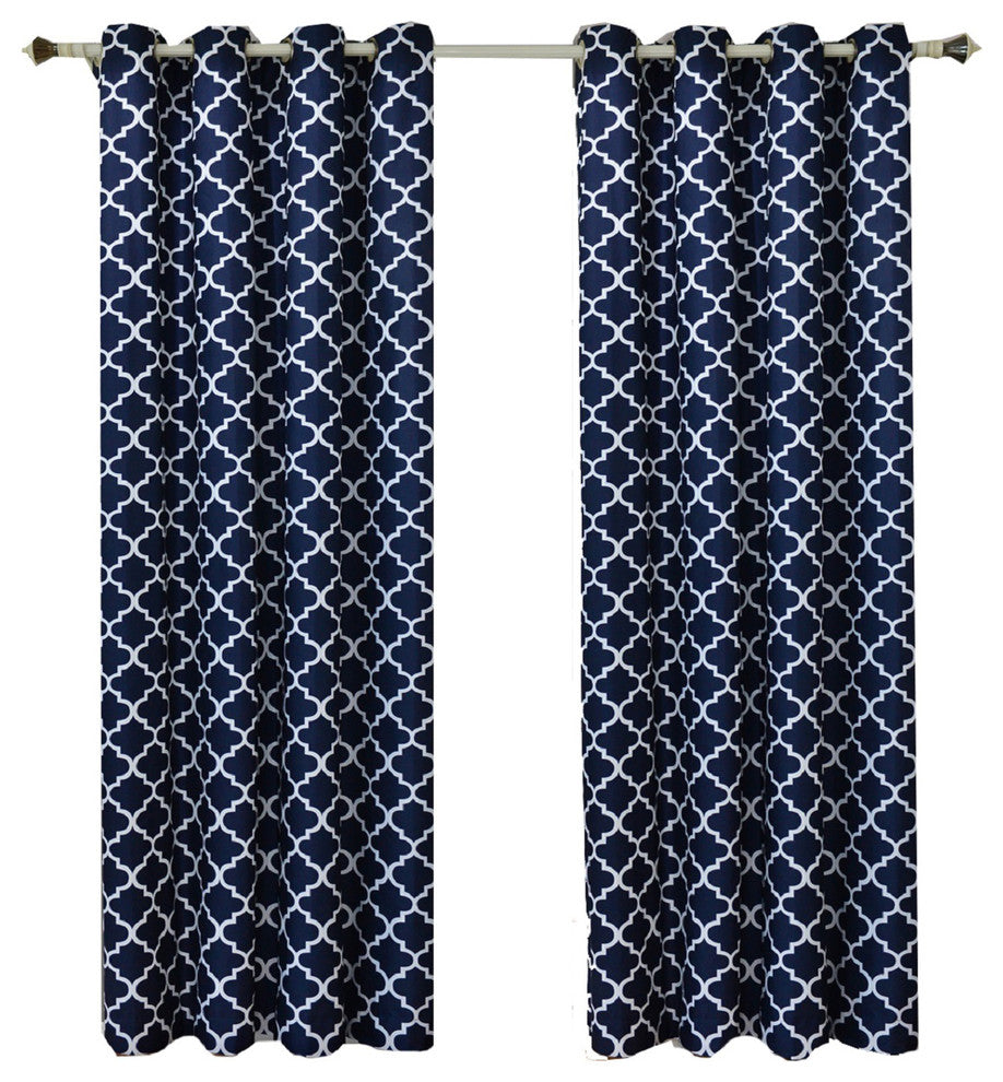 Meridian Room Darkening Grommet Panels, 2PC, Navy, 104"x84"