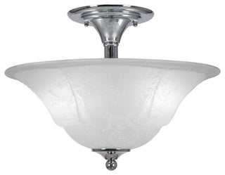 Semi-Flush 2-Light Semi-Flush Mount, Chrome/White Marble