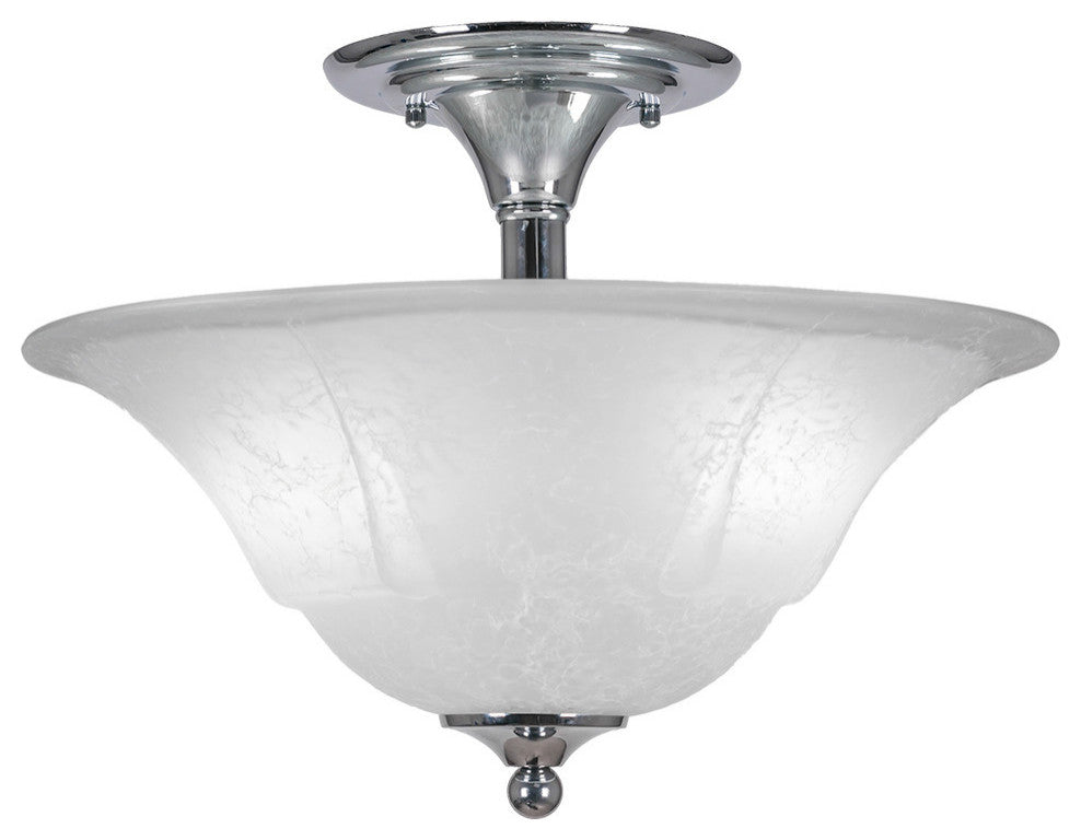 Semi-Flush 2-Light Semi-Flush Mount, Chrome/White Marble