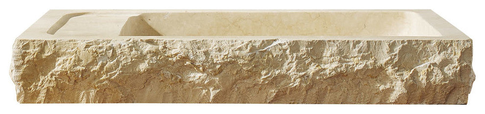 Virtu Orion Natural Stone Bathroom Vessel Sink, Galala Beige Marble