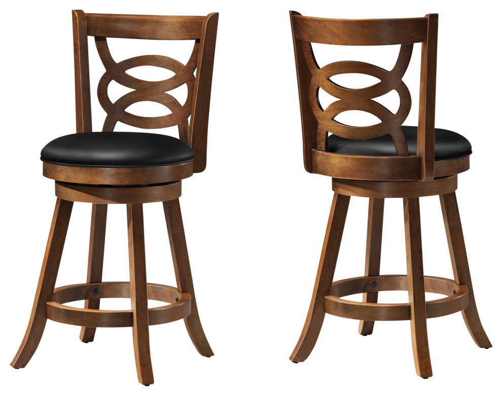 Barstools, Set of 2, 39" Swivel, Oak Counter Height