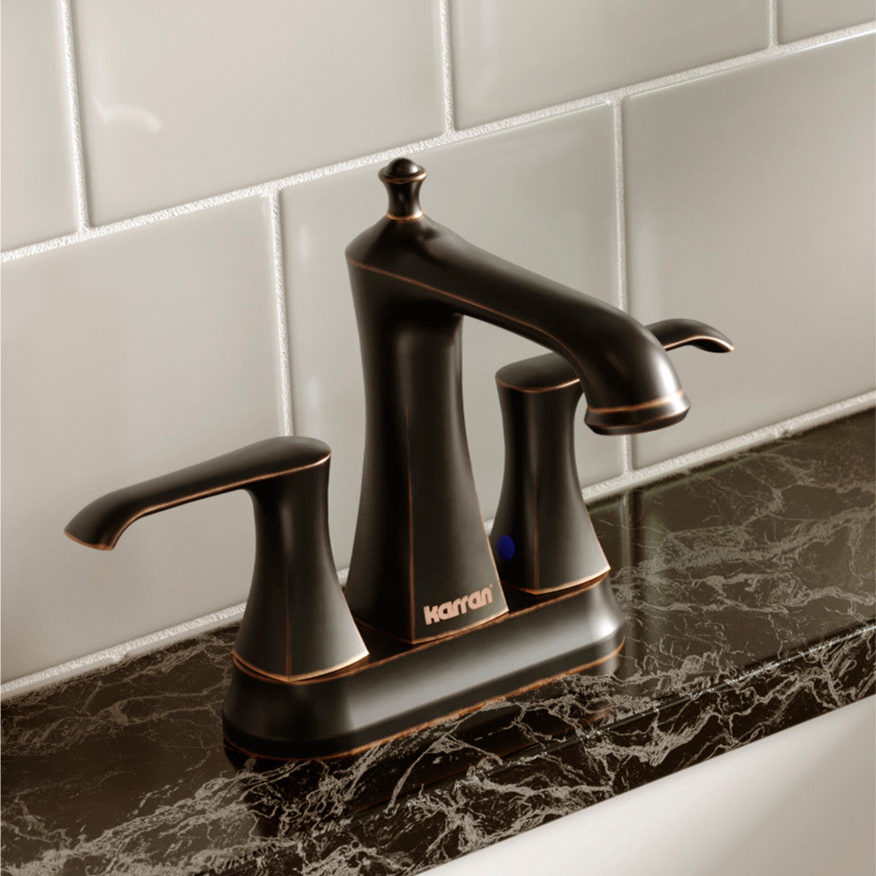 Karran 2-Hole 2-Handle Bathroom Faucet With Pop-Up Drain, Oil Rubbed Bronze