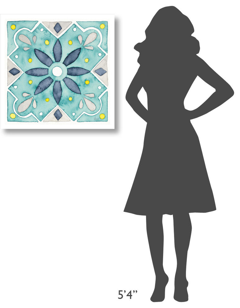 "Garden Getaway Tile V Teal" Digital Paper Print by Laura Marshall, 26"x26"
