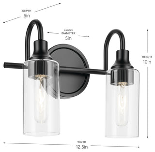 12.5" 2-Light Vanity Light With Clear Glass