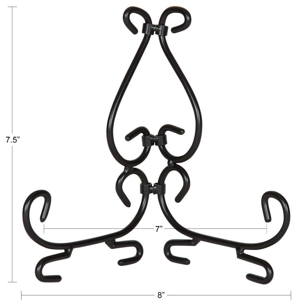 Scroll Metal Easel Display Stand, Black 6 Pieces