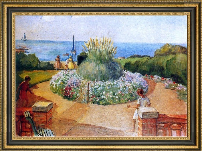 Henri Lebasque the Terrasse at Prefailles Framed Premium Canvas Print, 16"x24"
