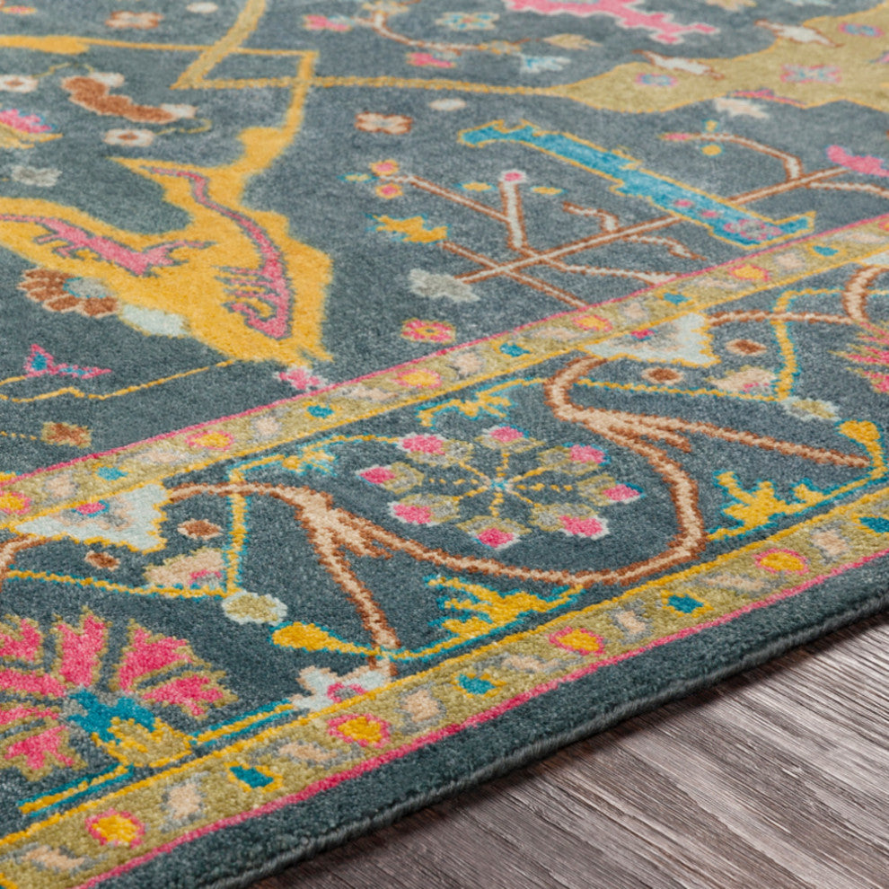 Surya Antique ATQ-1000 Traditional Area Rug, Navy, 2' x 3' Rectangle