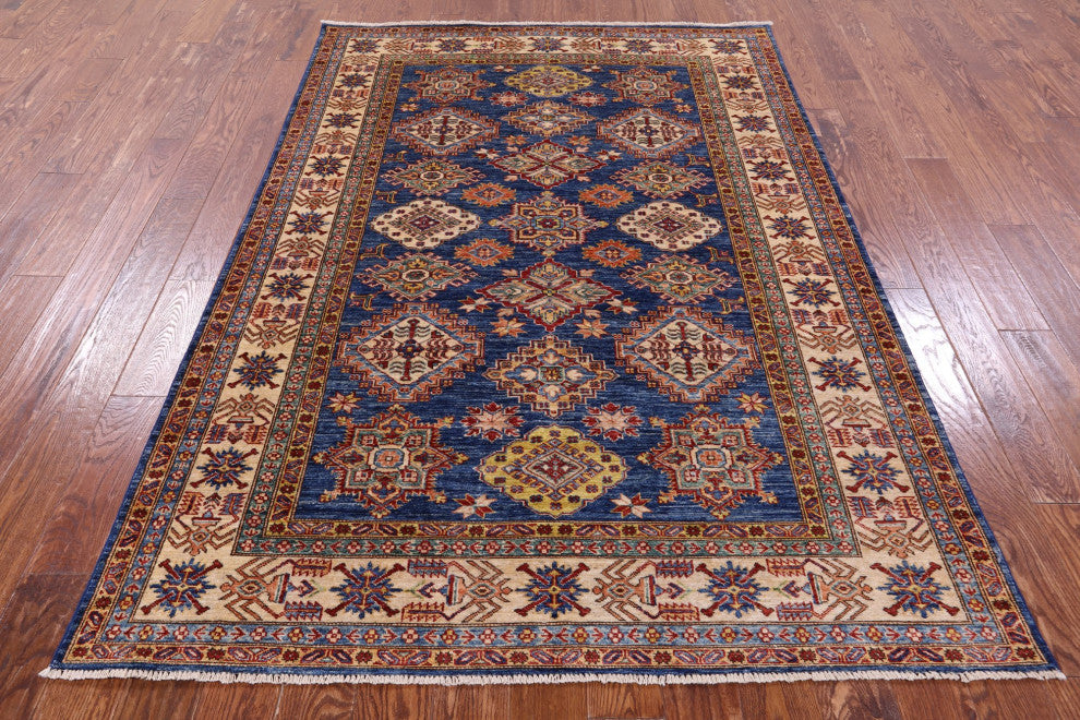 Handmade Super Kazak Geometric Wool Rug 5' 6" X 8' 0" Q10920