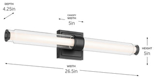 26.5" Linear Bath Bar Medium LED With Clear Glass