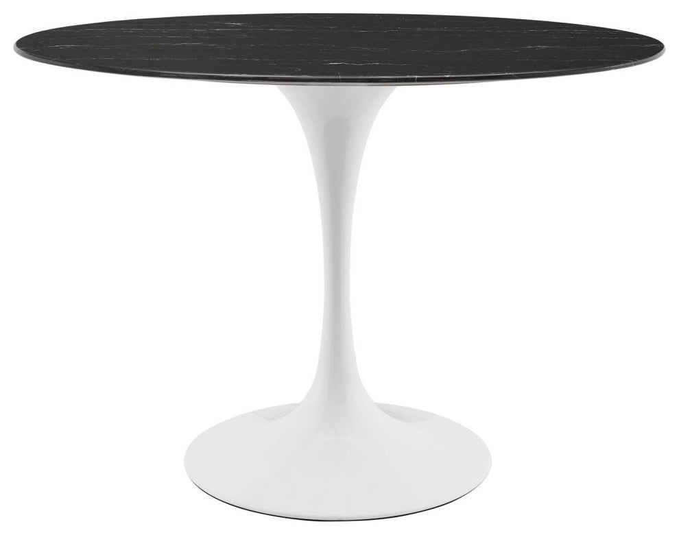 Lippa 42" Oval Artificial Marble Dining Table White Black