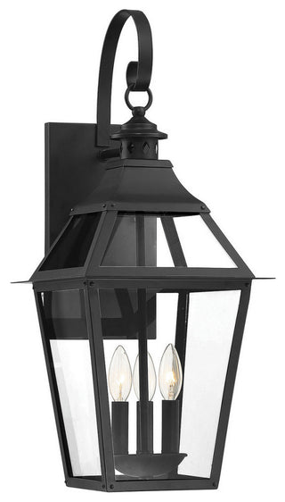 Jackson 3 Light Outdoor Wall Light, Black With Gold Highlighted