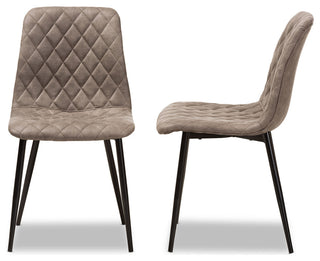 Roberta Mid-Century Light Brown Fabric Shell Dining Chair, Set of 2