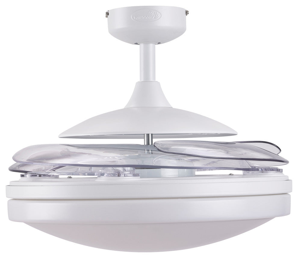 Fanaway Evo2 Retractable 4-Blade Lighting Ceiling Fan, Brushed White