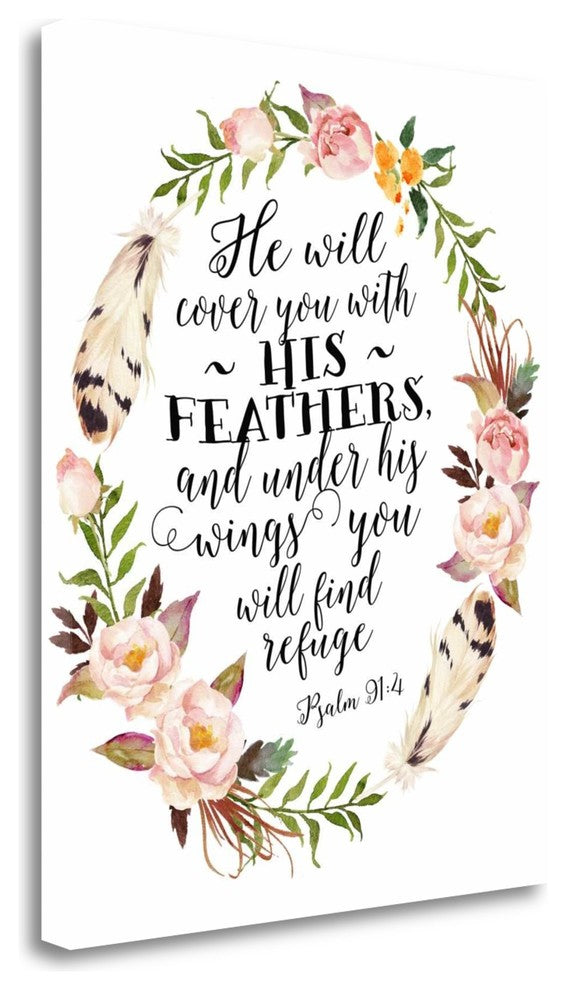 "Psalm 91 - 4" By Tara Moss, Giclee Print on Gallery Wrap Canvas, Ready to Hang