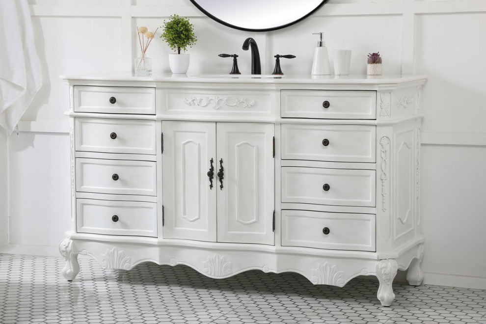 Elegant VF10160AW 60"Single Bathroom Vanity, Antique White