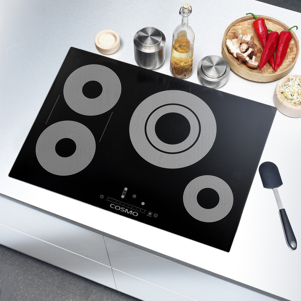 Cosmo 30 in. Electric Ceramic Glass Cooktop with 4 Burners and Touch Controls