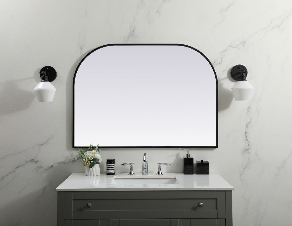 Metal Frame Arch Mirror 42X30 Inch, Black
