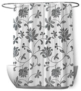 70"Wx73"L Traditional Floral Shower Curtain, Black