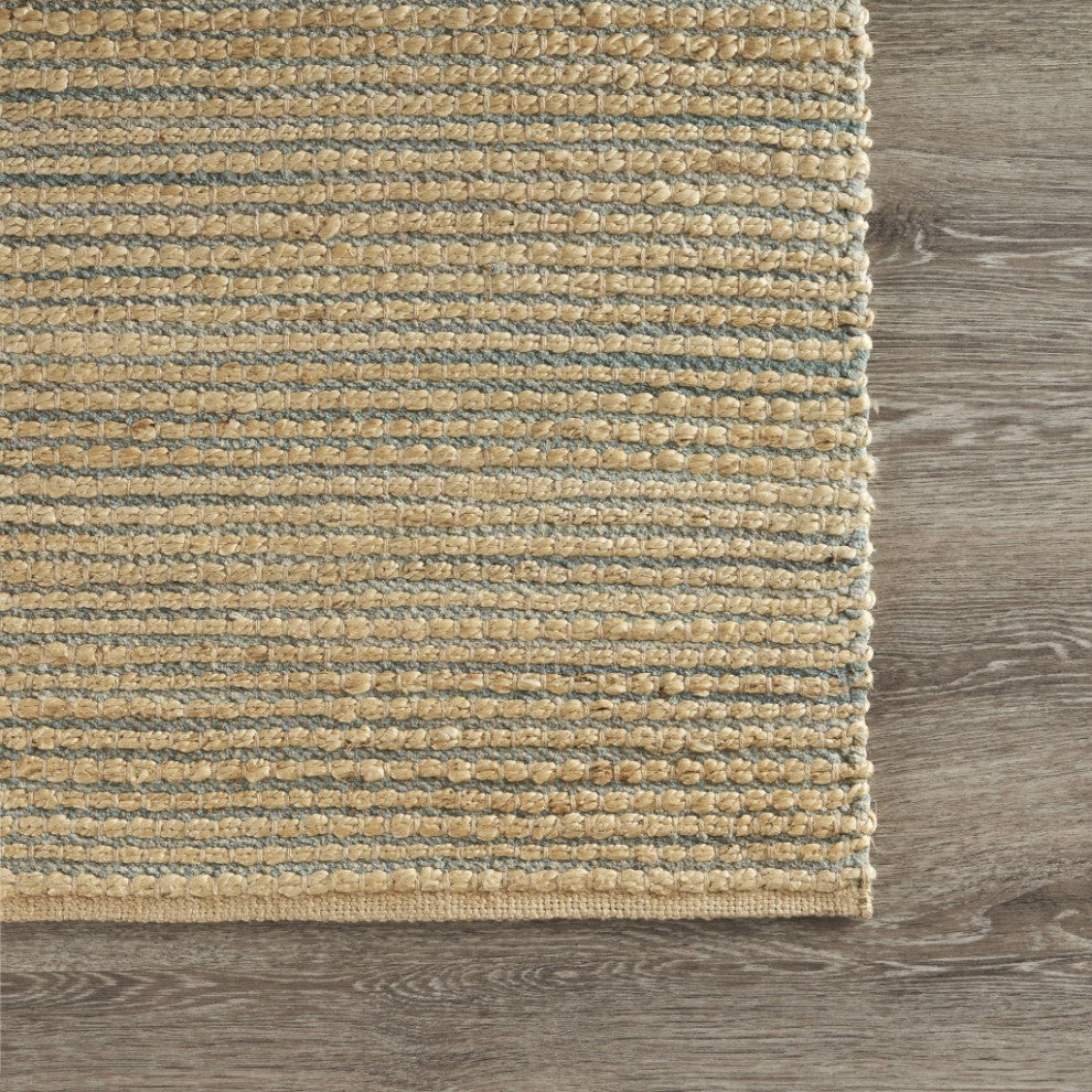 8' x 10' Tan and Blue Undertone Striated Area Rug