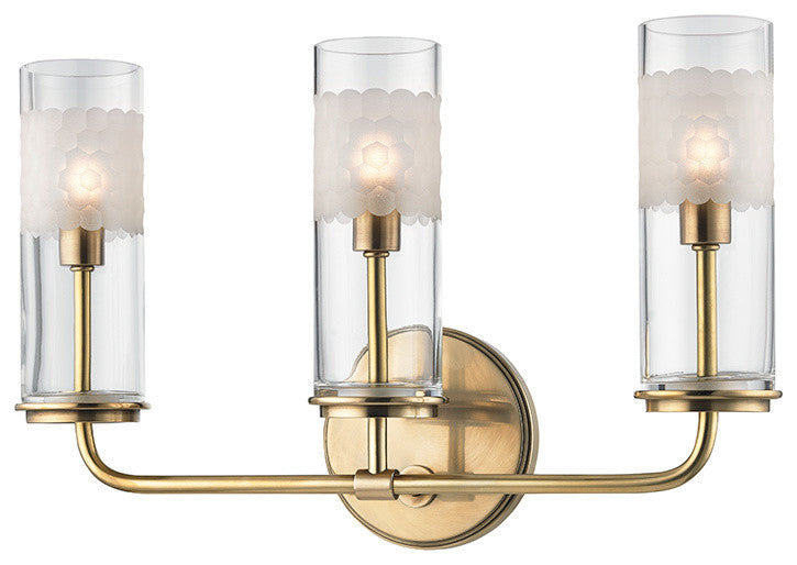Wen2rth 3-Light, Wall Sconce, Aged Brass