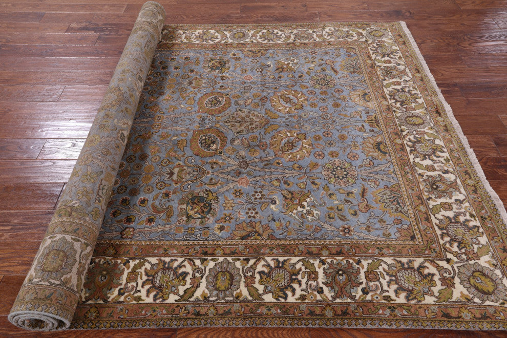 5' 11" X 8' 9" Hand-Knotted Persian Tabriz Wool Rug Q6157