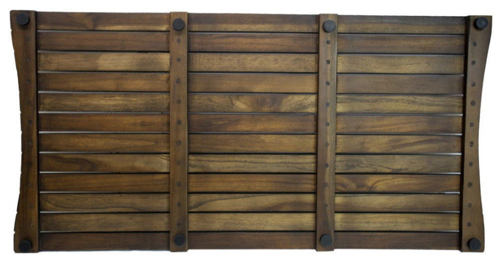HomeRoots Compact Teak Floor Mat, Brown Finish
