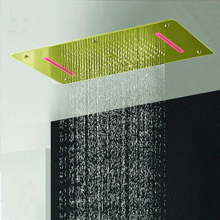 Led Rainfall Shower System Handheld Shower Jetted Body Sprays, Brushed Gold