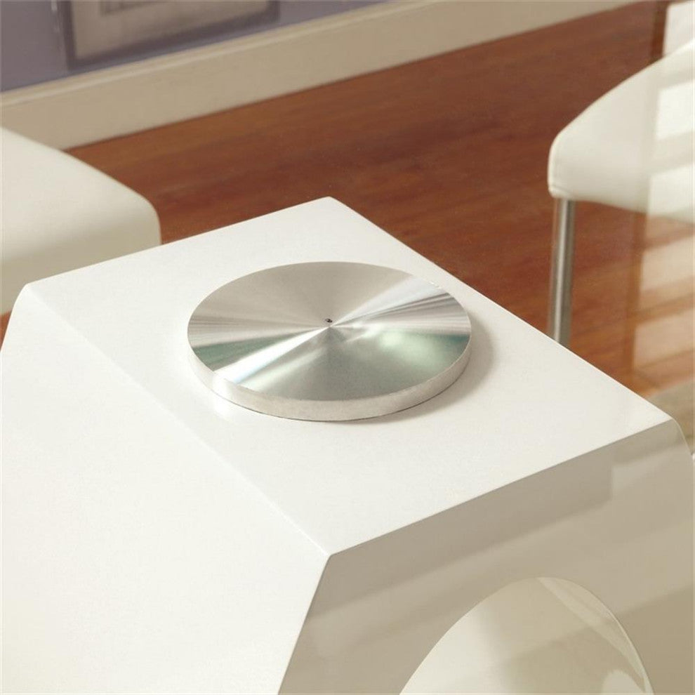 Furniture of America Moya Round Tempered Glass Top Dining Table in White