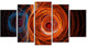 Brown Abstract Fractal Circles, Contemporary Canvas Art Print, 60"x32", 5 Panels