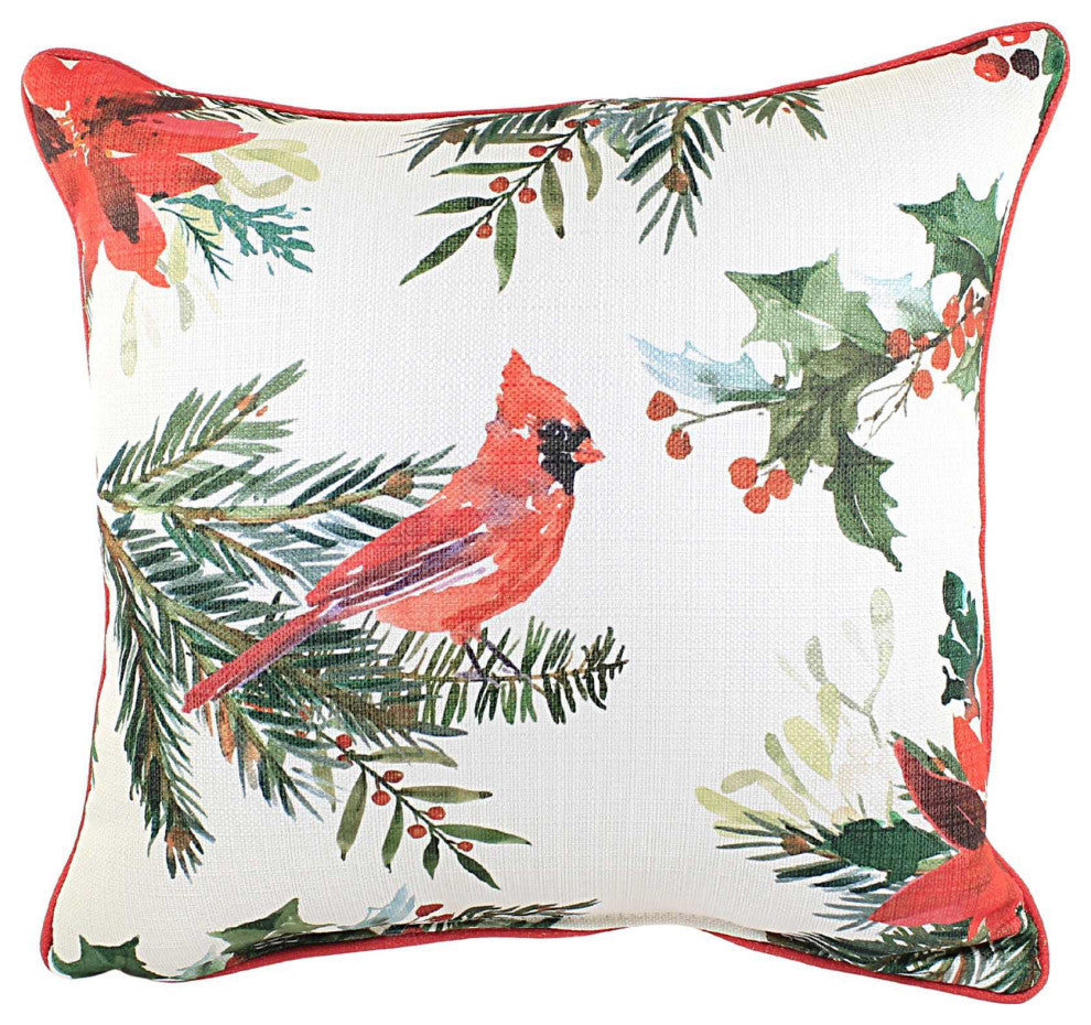 Little Birdie Poinsettia Cardinal Red Piping Birds Flower Home Decor Chr0115.