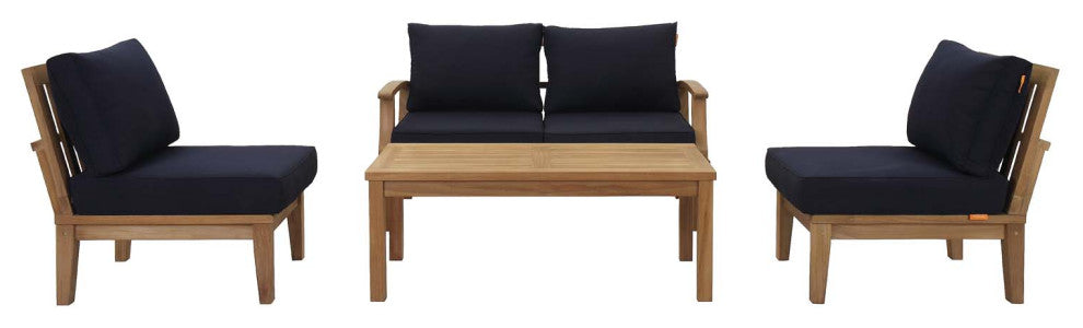 Natural Navy Marina 5 Piece Outdoor Patio Teak Set