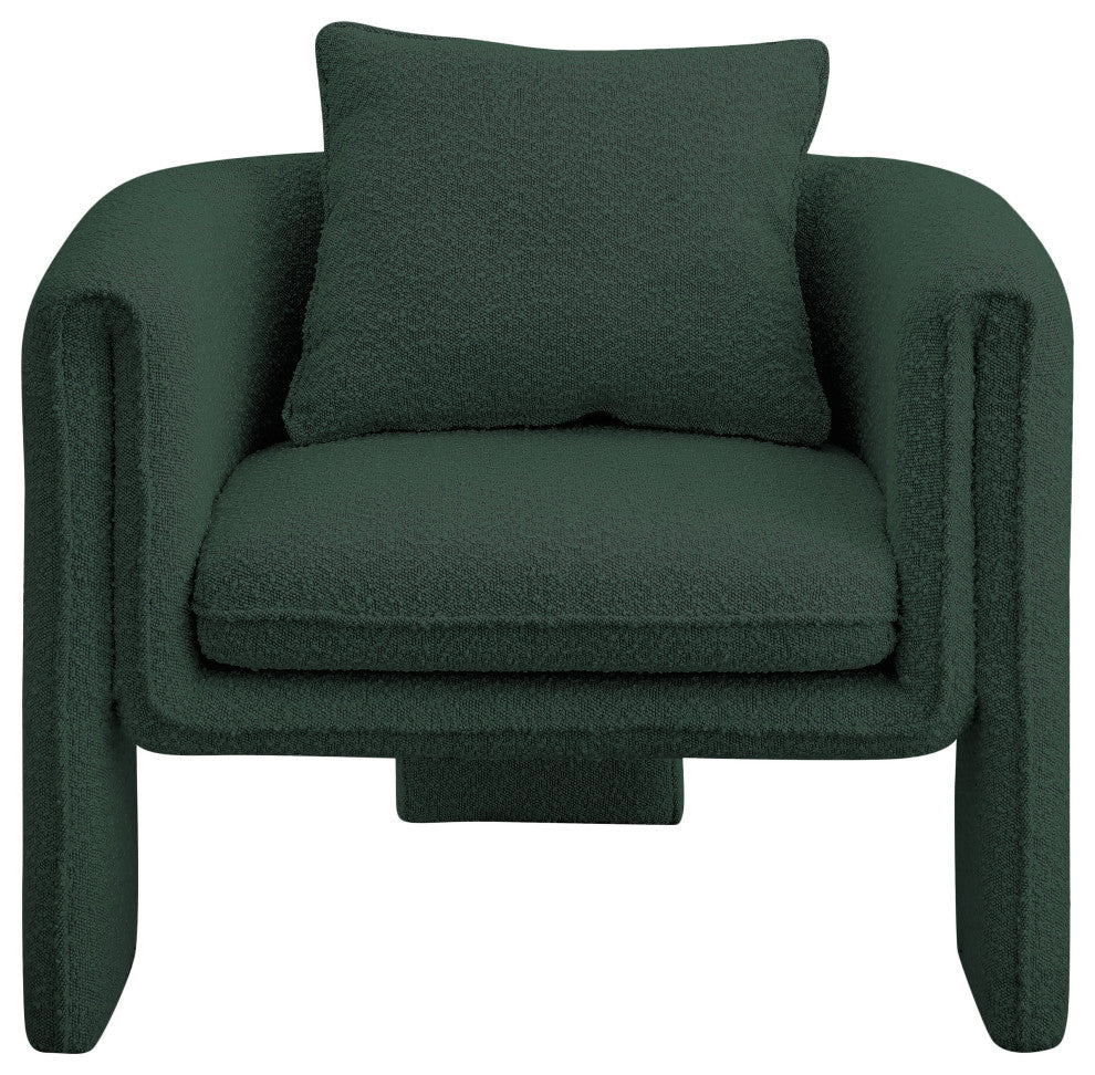 Stylus Boucle Fabric Upholstered Accent Chair, Green