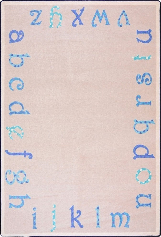 Kid Essentials Rug, Polka Dot ABC's, Blue, 5'4"x7'8"